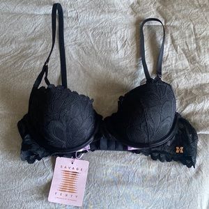 Savage Fenty black lace bra